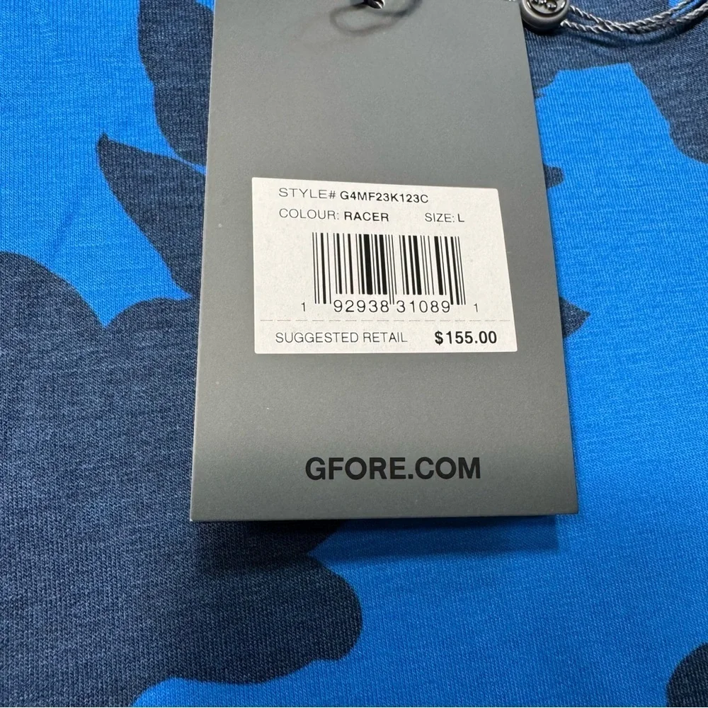NWT New $155 G/FORE Tonal Floral Luxe Quarter Zip Golf Blue Pullover Size L